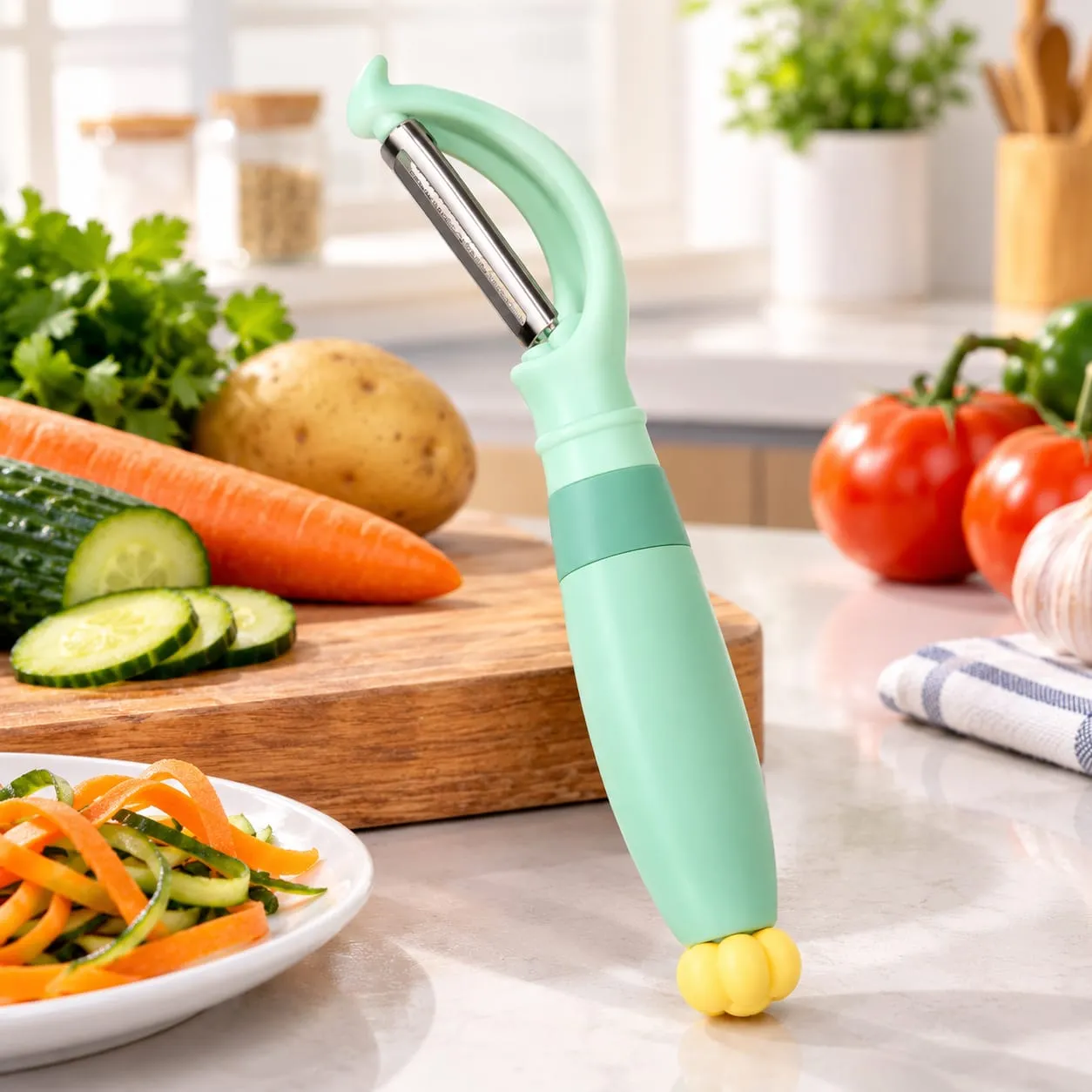 Creative Carrot-Shaped Vegetable Peeler with Self-Standing Base & Stainless Steel Blade